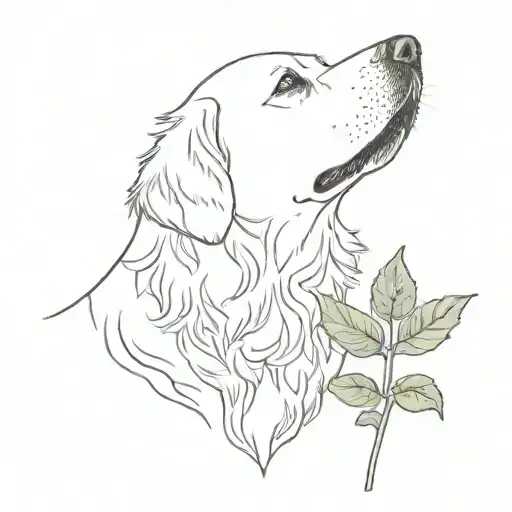 Golden Retriever Holding Sunflower In His Mouth