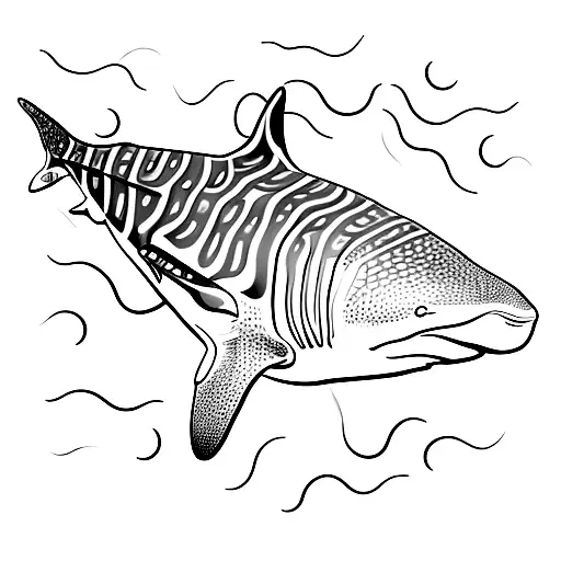 A Graceful Whale Shark Formed By The Curves Of An Unalome Symbol