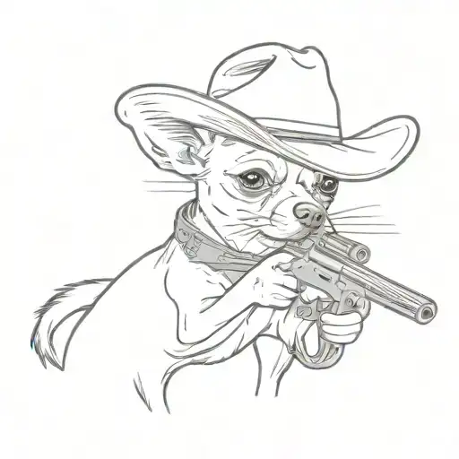 Chihuahua Cowboy Shooting A Gun