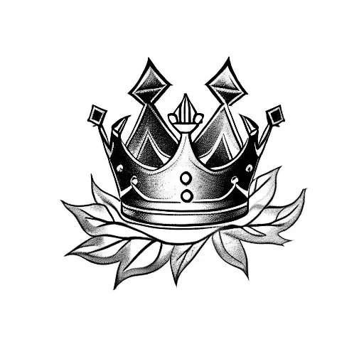 3 Point Simple King Crown With Leaves On Sides Not Touching The Crown