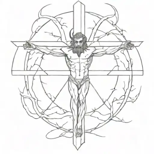 Demon Cross With Crucified