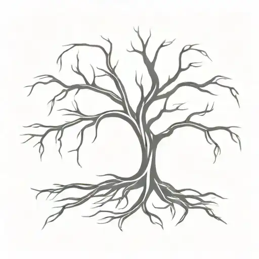 Tree With Roots And Branches Intertwined