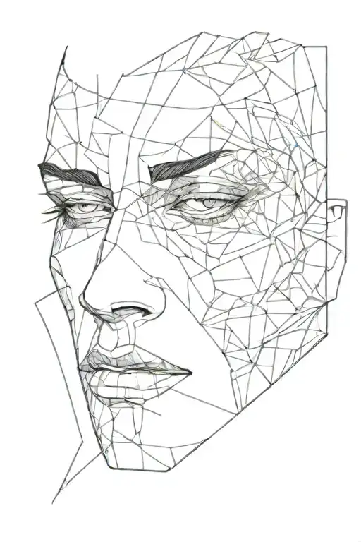 Crumbled Mask And Aggressive Male Eye Looking