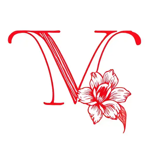 Flower With The Letter M In The Color Red