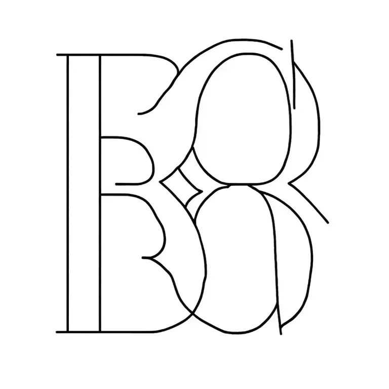 Initials B C R O Intertwined Modern Minimalist Lineart