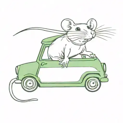 Rat Driving Green Austin Mini