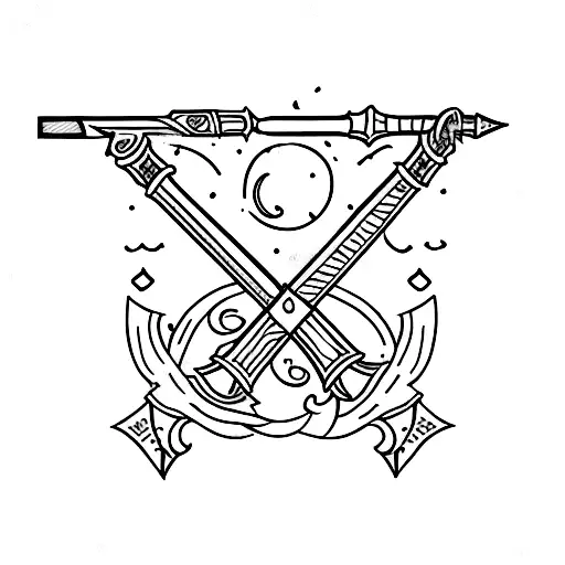 A Library Shelf Filled With Books And A Sword Leaning Against It