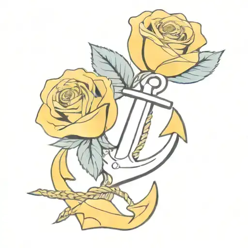Anchor And Yellow Rose Wrapped