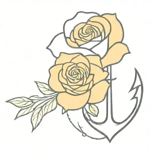Anchor And Yellow Rose Intertwined
