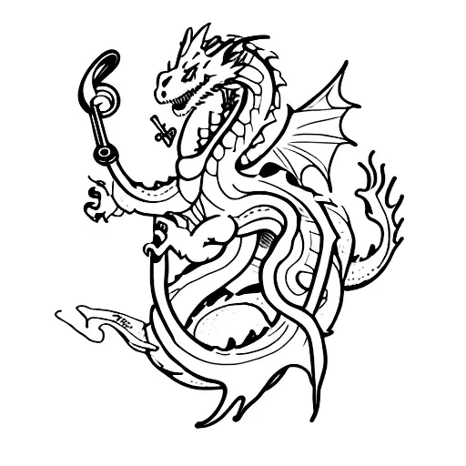 A Dragon Playing A Musical Instrument Inspired By Rdr2