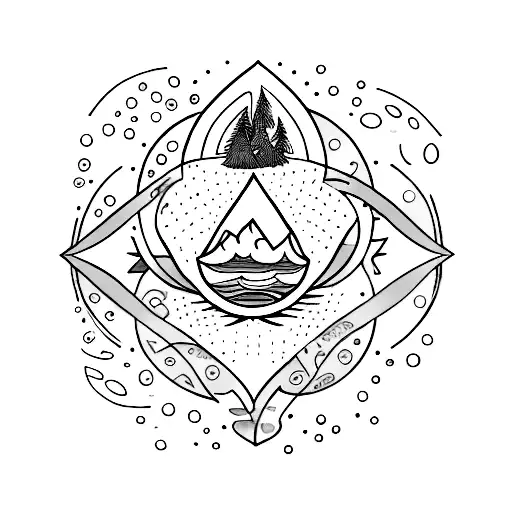 A Tattoo Design Representing The Bond Between Siblings Through Water And Air And Earth Elements