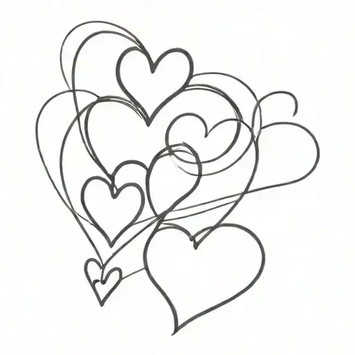 Abstract Lines Of Medium Width With 3 Small Hearts Inserted Into Them