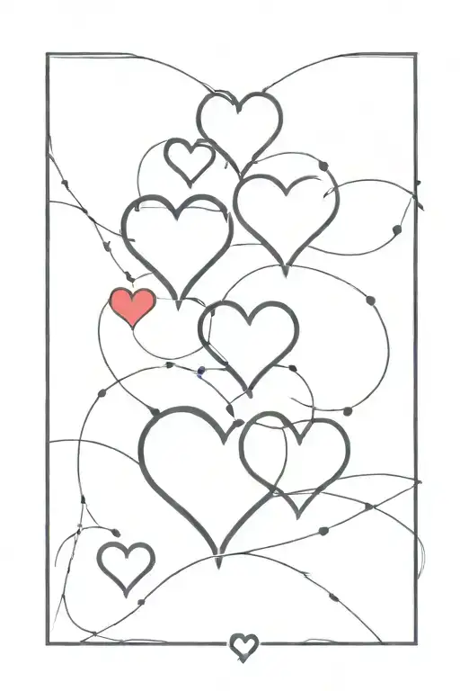 Abstract Lines Of Medium Width With 3 Small Hearts Inserted Into Them