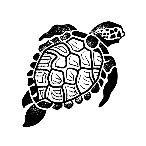 Sea Turtle With Hibiscus Flower