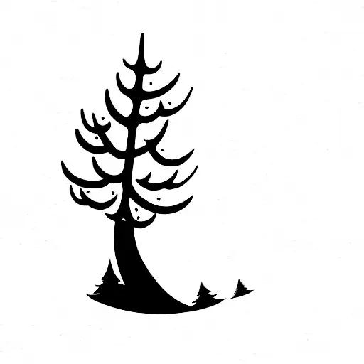 Red Pine Tree With Imperfect Oval Around It