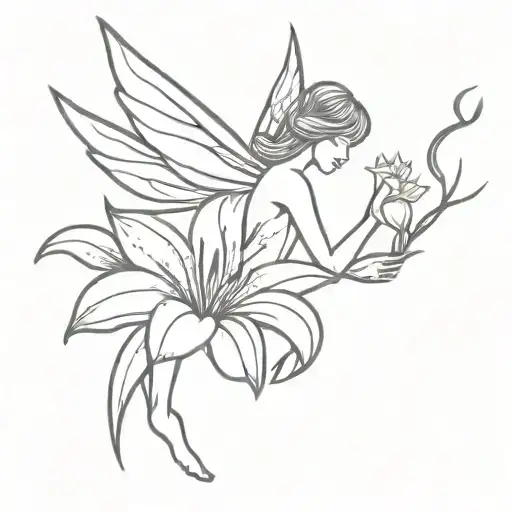 Fairy Holding Fire Lilly Flower