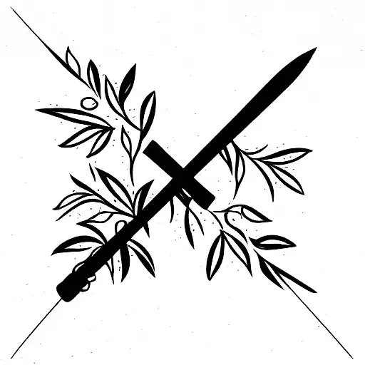 Katana Handle With Sakura Leaves Falling Down