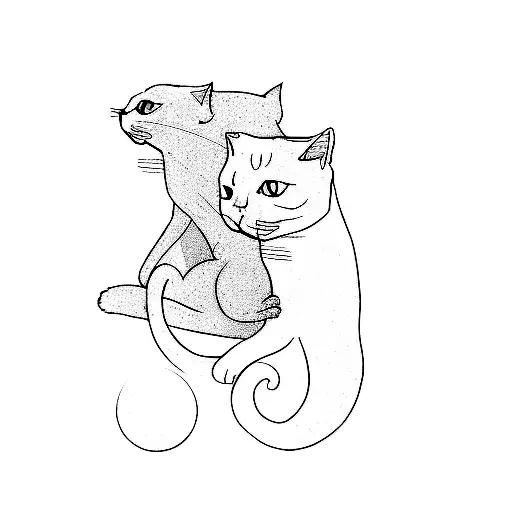 A Black Cat And A White Cat