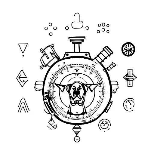 A Dog With A Compass And A Hiking Backpack