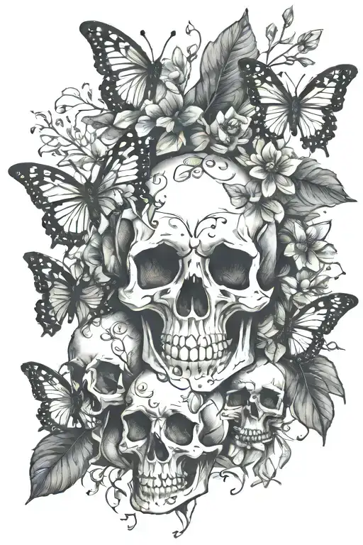 Skulls Butterflies Foliage Feminine Dark Gothic Inspired