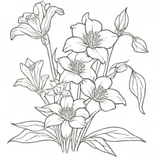 Fine Line Flower Bouquet With Daffodil And Morning Glory