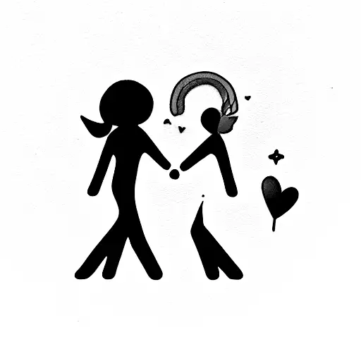 Lesbian Couple And Rainbow