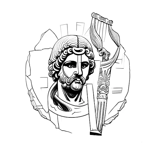 A Broken Greek Statue With Graffiti Painted On It