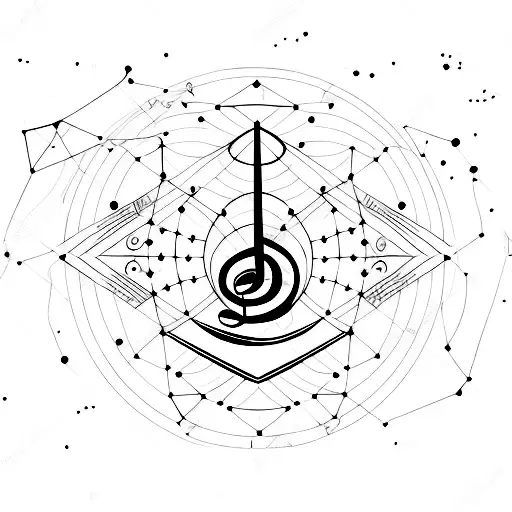 A Constellation Of Musical Notes Forming The Shape Of A Warrior Princess