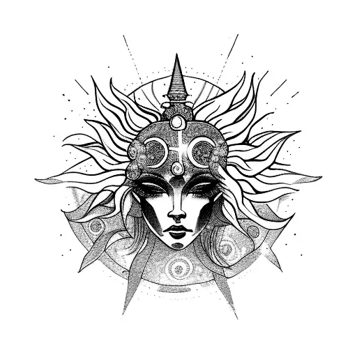 A Powerful Sun Warrior Princess Surrounded By Blooming Plants