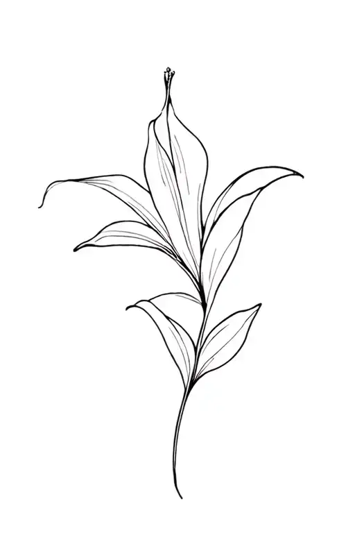 Lilly Minimal Flowy Fine Line Hip Tattoo With No Stem