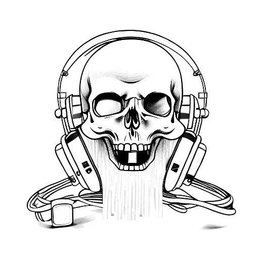 Rock Music-themed Skull With Headphones