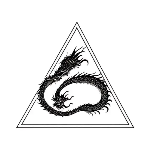 Chinese Dragon Forming A Triangle Made