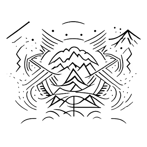 A Silhouette Of A Mountain Range With The Aquarius Symbol Incorporated In It