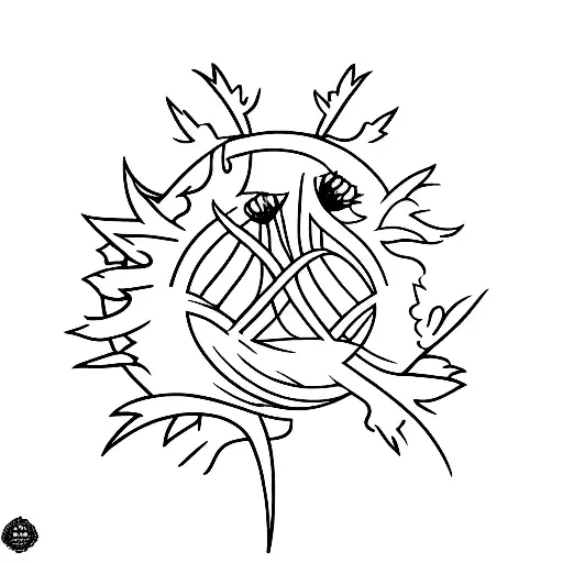 A Minimalist Tattoo Of A Scottish Landscape With A Thistle As The Focal Point