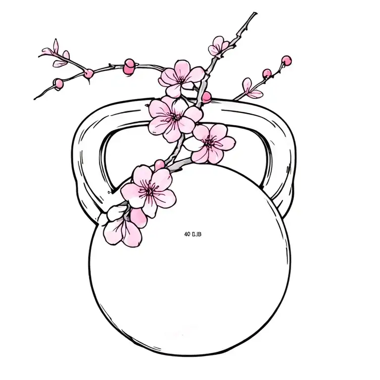 40Lb Kettle Bell With Cherry Blossoms Wrapped