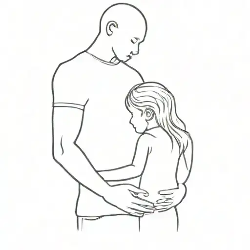 A Father Carrying His Daughter At Arm's Length