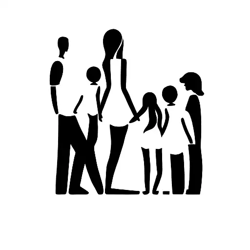 Family Father Mother And Two Children Girl And Boy