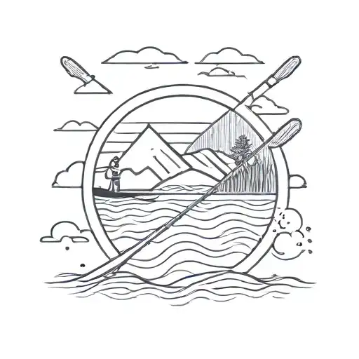 Standup Paddle Board On Mountain Lake