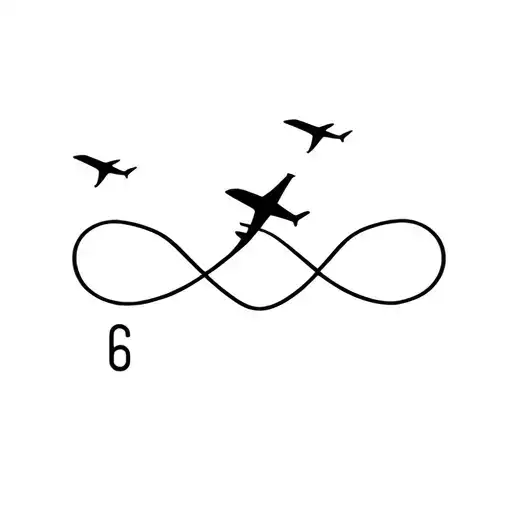 Infinity Symbol Intertwined With Plane Flying And Number 6