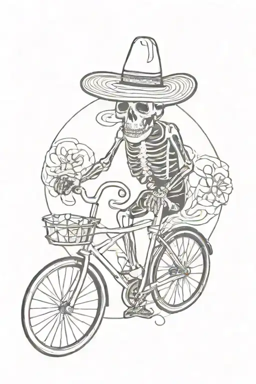 Skeleton Riding Bicycle Swearing Sombrero