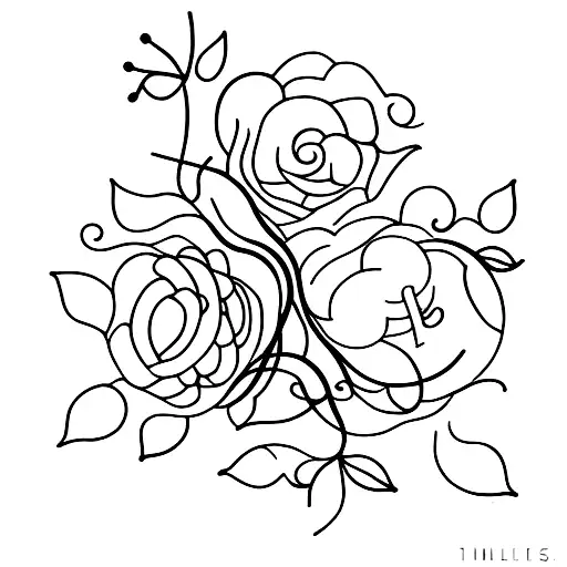 A Minimalist Tattoo Of A Bouquet Of Birth Flowers With Elegant Stems Or Vines Intertwining