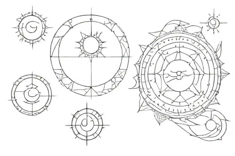 Geometric Sun And Moon Phases