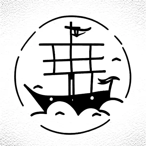 Pirate Ship With Moon Above It