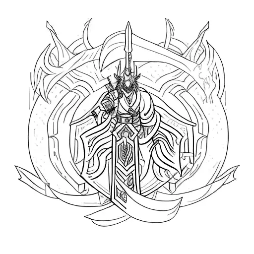 A Majestic Golden Sword Piercing Through A Slain Giant's Heart