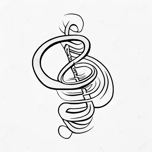 A Minimalist Tattoo Of A Snake Wrapped Around A Treble Clef Symbol