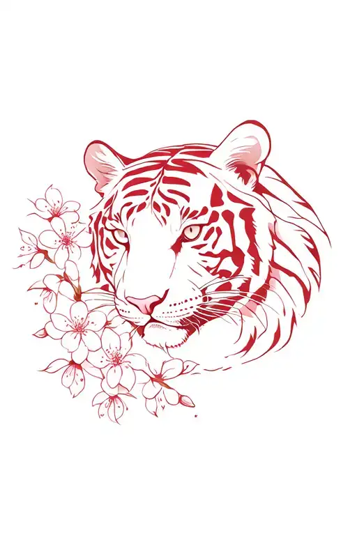 Sun And Moon Cherry Blossom Tiger