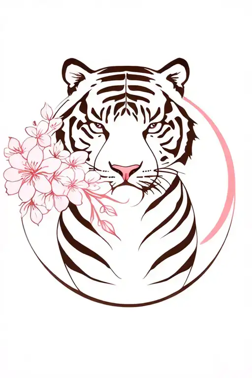 Sun And Moon Cherry Blossom Tiger
