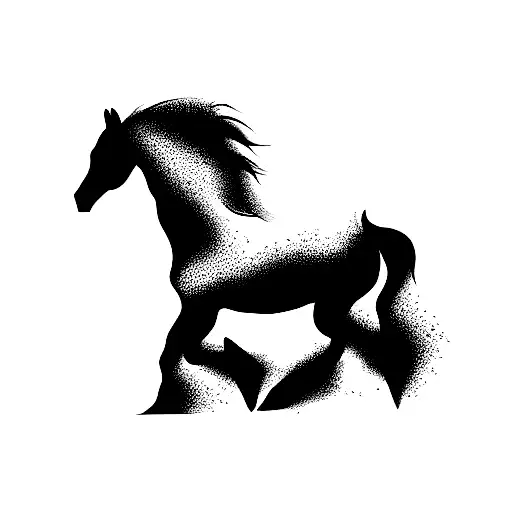 Silhouette Of A Horse Galloping Along A River Bank