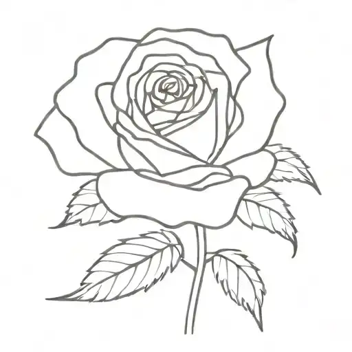 Single Red Rose Line Art