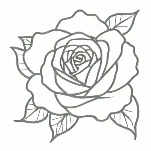 Single Red Rose Line Art